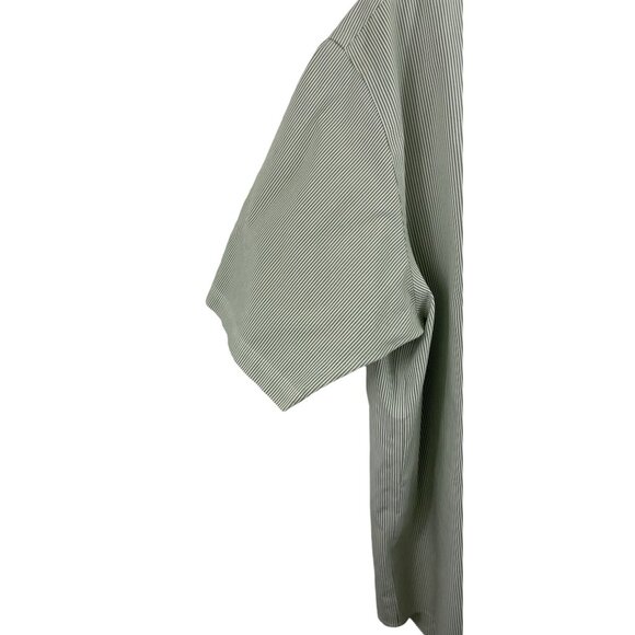 Eddie Bauer Relaxed Fit Men XL Green White Striped Short Sleeve Button Up Shirt - Picture 5 of 9
